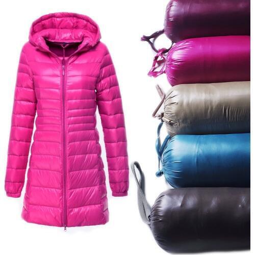 S~6XL 2017 New Autumn Winter Women Duck Downs Jacket Slim Parkas Ladies Coat Long Hooded Plus Size Ultra Light Outerwear AB038