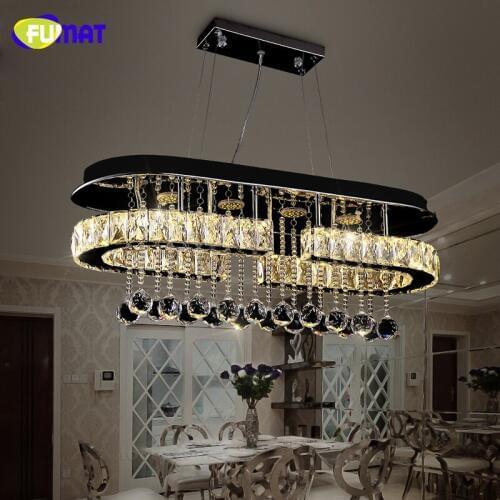 FUMAT Rectangle K9 Crystal Chandelier Modern Brief LED Lightings For Living Room Dining Room Lustre Dimmer Crystal Chandeliers