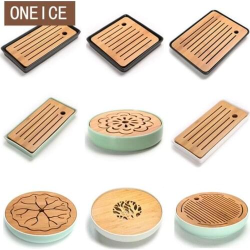Small Tea Tray Melamine Household Drinkware Tea Set Round Sea Water Storage Drain Simple Bamboo Table Teaware 500ml-1800ml