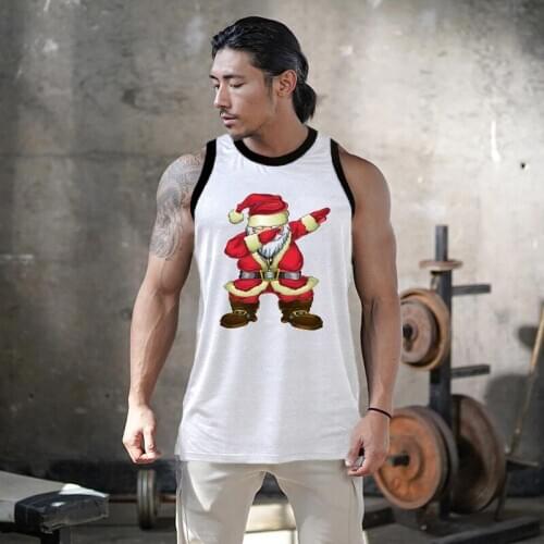 New Christmas Gift Hip Hop Santa Gym Stringer Tank Top Men Bodybuilding Fitness Singlets Muscle Vest Tees basketball jersey