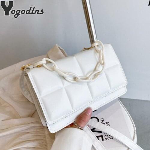 Fashion Underarm Shoulder Bag Fashion Chain Crossbody Bag High Quality PU Leather Handbag For Women Retro Plaid Messenger Bag