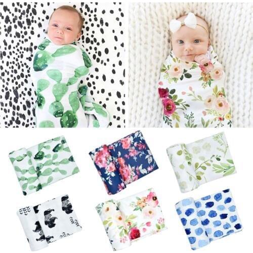 Baby Girl Boy Clothes Bedding Accessories Sleeping Bag Muslin Swaddle Blanket Floral Print Newborn Props Oct20-B
