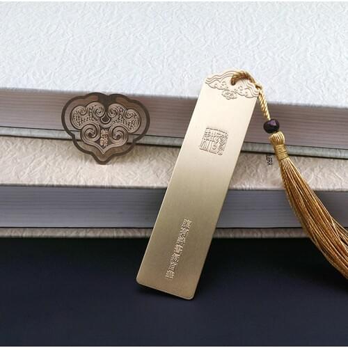 2pcs/Set Metal Bookmarker Accessories Kit Exquisite Carving Brass Chinese Style Ruyi Bookmarker Delicate Souvenir Gift