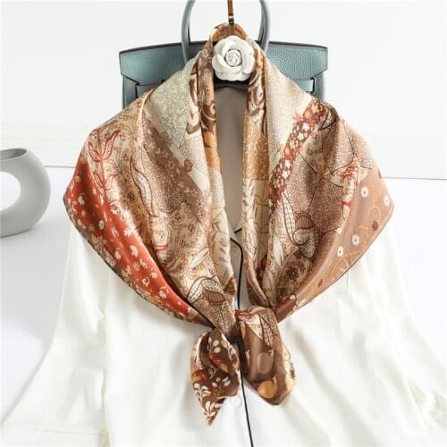 2021 New Women Scarf Silk Square Shawl Wrap Design Print Hairband Scarves Fashion Lady Neck Tie Soft Bandana for Female Foulard
