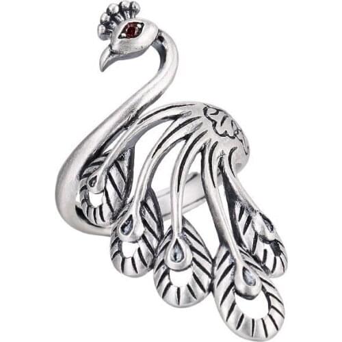 New Charming Peacock Ring for Women Vintage Boho Party Rings Gothic Punk Jewelry Gifts for Girls 2021