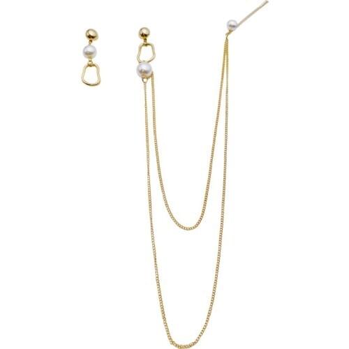 New Classic Personality Jewelry Exaggerated Full Crystal Heart Long Drop Earring Statement Tassel Chain Asymmetric Earring Gift