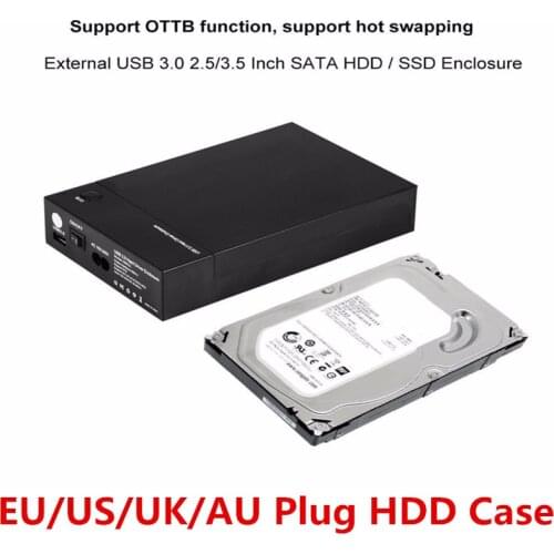 NEW USB 3.0 2.5" 3.5" SATA Hard Drive Disk External Enclosure SSD HDD Disk Case Box Support UASP 8TB Drives OTB 1 Touch Backup
