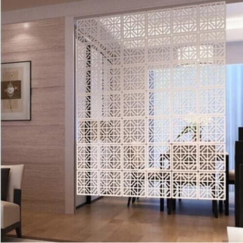6pcs 29x29cm Hanging Screens Living Room Divider Panels Partition Wall Art Diy Home Decoration White Wood-plastic