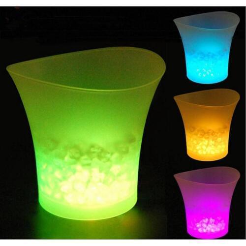 Portable Waterproof Plastic Ice Buckets with LED Lights Color Changing Bars Night Clubs Homes Champagne Wine Beer Bucket Holder
