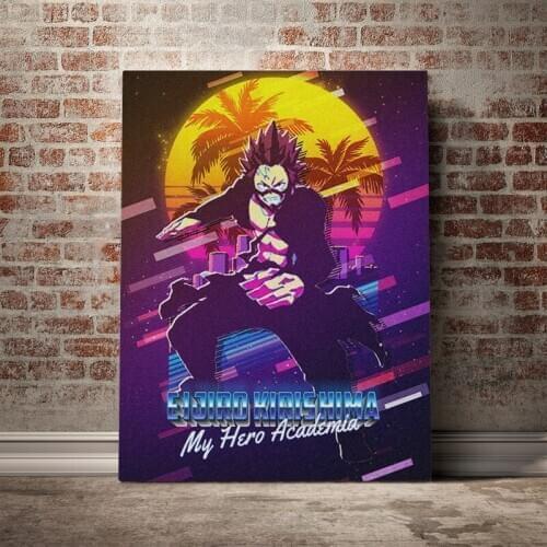 Kirishima Eijiro BNHA retrowav Poster Canvas Wall Art Decoration prints for living Kid Children room Home bedroom decor painting