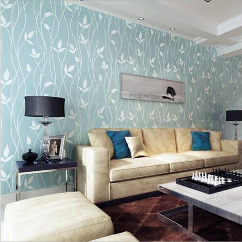 Q QIHANG Embossed Modern Environmentally Friendly Leaf Pattern Living room Bedroom Study Non-woven Wallpaper 0.53m*10m=5.3m2