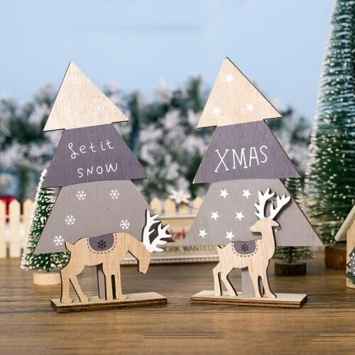 Merry Christmas 2021 Wooden Reindeer Christmas Decorations for Home 2021 Christmas Tree Ornament Navidad Happy New Year 2022