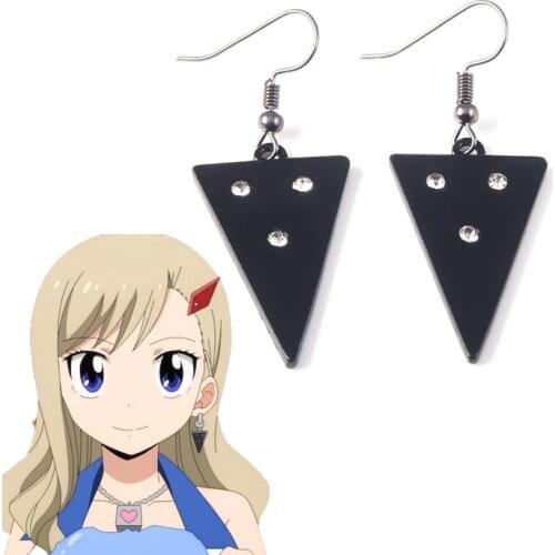 EDENS ZERO Rebecca Bluegarden Earrings Black Triangle Crystal Drop Earrings for Women Girl Cosplay Jewelry Accessories