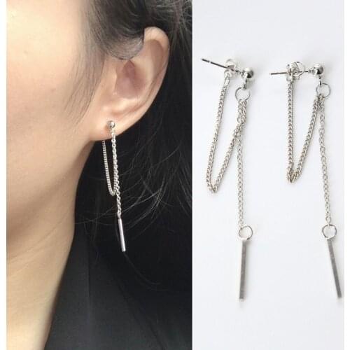 1 Pair Simple Long Chain Pendant Earrings For Women Metal Long Chain Tassel Earrings New Pop Charm Earrings Ear Jewelry