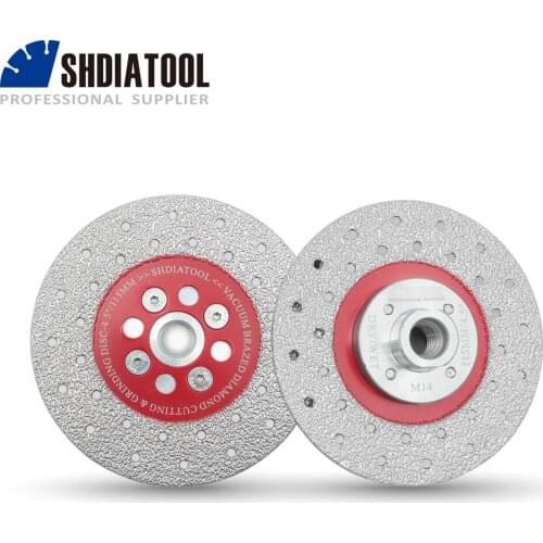 SHDIATOOL 2pcs Premium Quality Diameter 4.5"/115mm Double Sided Vacuum Brazed Diamond Cutting & Grinding Disc With M14 Thread