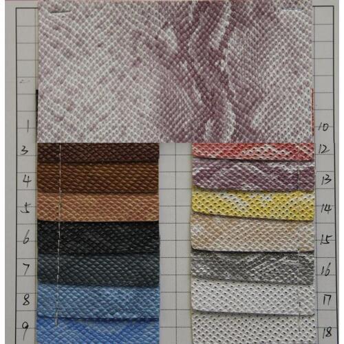 Thicker 1.3mm synthetic PVC bronzing leather snake texture faux leather fabric glit leather material wholesale