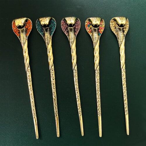 Vintage Snack Hair Pins Rhinestone Hair Stick Clip Crystal Women Metal Hair Accessories Hair Jewelry