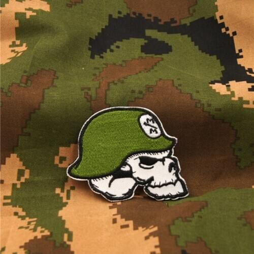 High Quality Human Skeleton Soldier Embroidery Patches Hook&Loop Punk Style Clothes Hat Jacket Decor