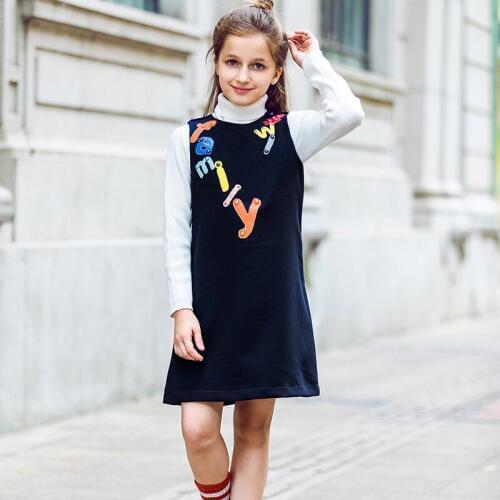W.L.MONSOON Kids Dresses for Girls Clothes Letter Embroidered 2019 Brand Winter Toddler Girl Dresses Princess Children Clothing