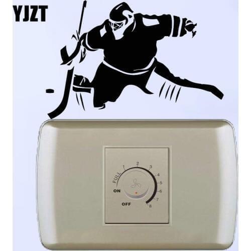 YJZT Ice Hockey Winter Sports Puck Goalkeeper Personality Bedroom Wall Sticker Switch Decal Vinyl 8SS2211