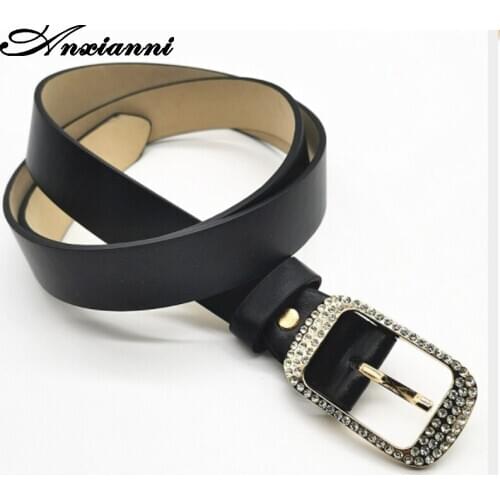 Anxianni Women pin buckle jeans decorative casual leather belt luxury brand alloy youth students wild retro