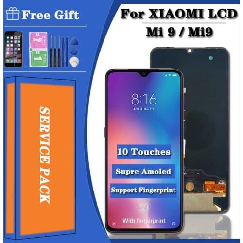 6.39" Super AMOLED LCD Display For Xiaomi 9 Xiaomi Mi 9 Xiaomi Mi9 LCD Display Touch Screen Replacement with Frame