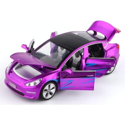 1/32 New Arrival Luxury Tesla MODEL 3 Saloon Toy Vehicle Alloy Die Cast Sound Light Pull Back Toys Car For Children Kids Gift