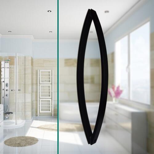 1set 304 Stainless Steel Commercial Handle Pitch 440mm Glass Door Bow Pull Curved Handle for Hotel Home Shower Room Hardware