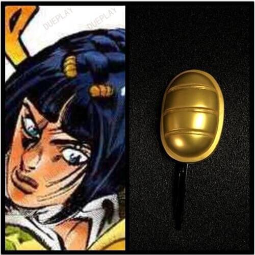 1 Pair JoJos Bizarre Adventure Golden Wind Bruno Bucciarati Cosplay Headwear Gold Hairpins Bobby Pin Cosplay Props Handmade