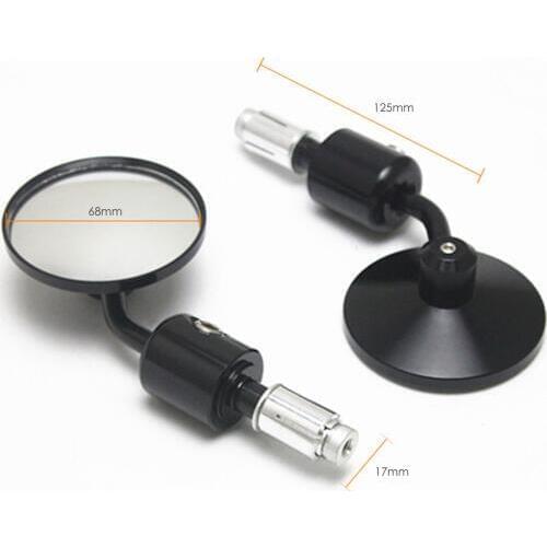 1pair Universal Black Aluminum Round Motorcycle Bar End Mirror Bike Motorbike Rearview Mirror Fits 22mm motorbike handlebars