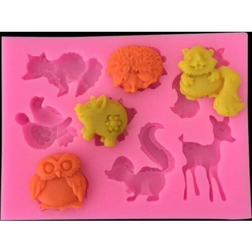 1PC 2021 DIY Animal Series Deer Owl Shaped Fondant Silicone Mold Craft Cake Decorating Tools Chocolate Pastry Candy Baking