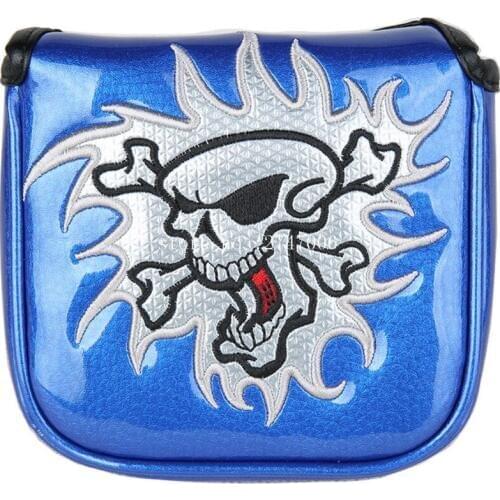1pc Skull Golf Putter Cover Large Mallet Golf Cover Magnetic Closure Red White Blue Fit For Most Brand