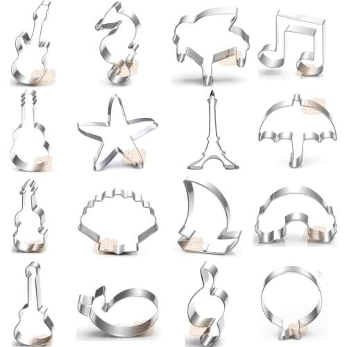 1pcs Seafood boat music series stainless steel cookie cutter biscuit pastry sandwich mold fondant cake decorating tools