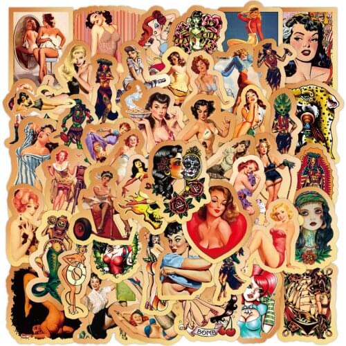 10/30/50PCS Retro Tattoo Sexy Girl Stickers DIY Laptop Motorcycle Travel Luggage Skateboard Graffiti Cool Decal Sticker Kid Toys