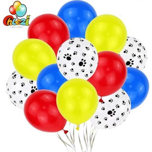 20pcs/lot Dog footprint latex balloons 10 inch red yellow blue helium balloon Birthday Party decoration Kids toys baby shower