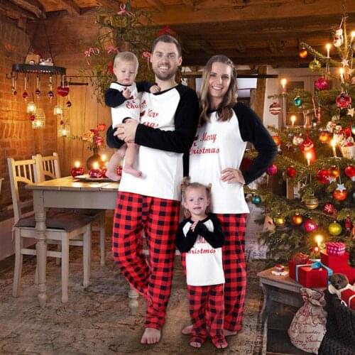 2020 Christmas Family Matching Pajamas Parent-child Suit Set Baby Kid Dad Mom Christmas Nightwear Clothes Suit Family Sleepwear