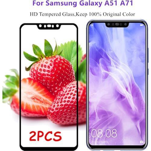 2Pcs For Samsung Galaxy A51 Glass Tempered Protective Glass For Galaxy A11 Full film HD Glass For A01 A11 A21 A31 A71 M21 M31