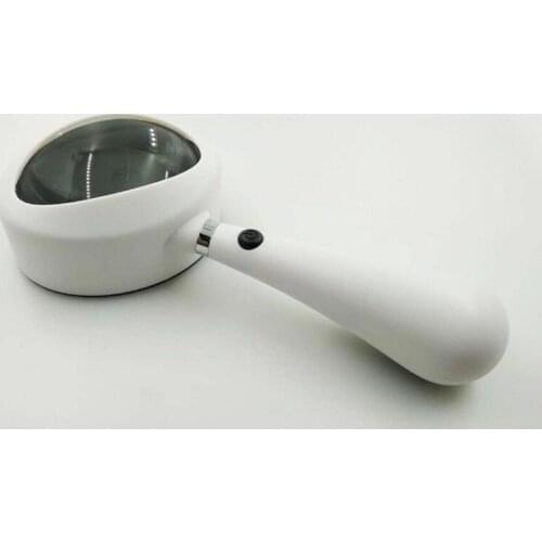 6X White Pocket Gift LED Children Toys Educational Magnifier 6.5 Times Magnifying Glass Handheld Reading Loupe with 2pcs Lamps