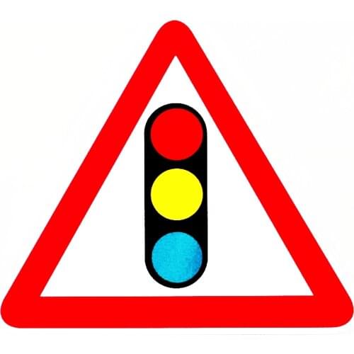 15cm * 13cm Original Road Traffic Warning Sign Colorful Car Sticker Pvc Personality Fashion Auto Body Windshield Decorate Decal