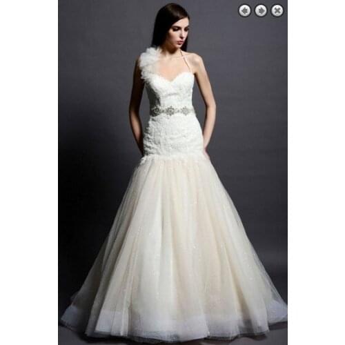 Free shipping new fashion 2016 bridal brides gown long dress crystal beaded belt plus size designer lace ball gown wedding dress