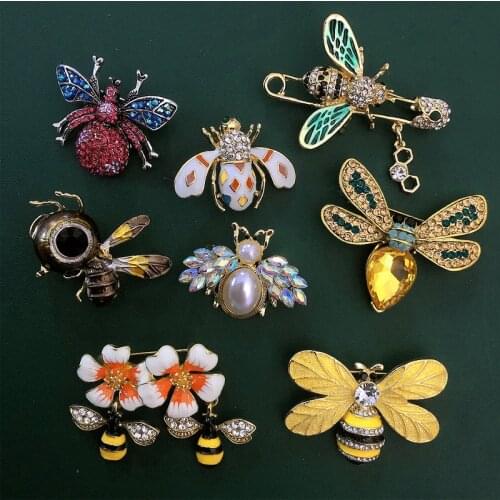 Muylinda Insect Series Brooch Freshwater Pearl Rhinestone Little Bee Brooch Crystal Rhinestone Pin Jewelry Gifts For Girl