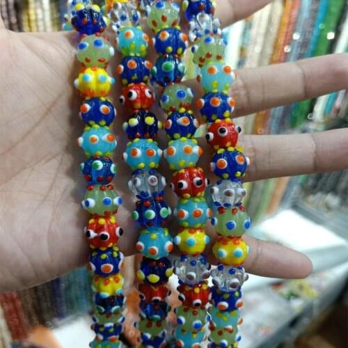 10pcs/lot 10mm Mix Color Hand Embellishment Lampwork Pumpkin Beads DIY Loose Spacer Handmade Lampwork Bead For Jewelry Making
