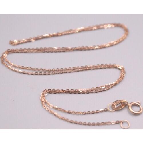 Real Genuine 18K Rose Gold Necklace For Women Thin 1mm Rolo Chain Real Gold Link 17.3inchL Jewelry
