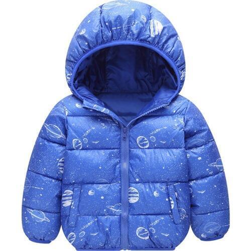 Kids boys coats Autumn/winter childrens cotton clothes baby girls outerwear jackets paragraph cartoon hooded cotton coat warm