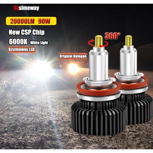 2PCS H7 LED Headlight 20000LM 360 Degree 9012 H1 H3 H11 D2S D2H 9005 9006 HB3 HB4 CSP Chips 6000K White Auto Fog Lamp Lights 12V