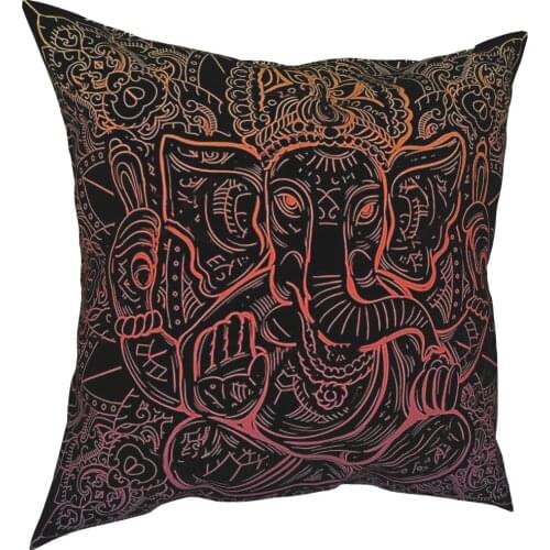 Lord Ganesha Elephant Pillowcase Home Decor Animal Cushions Throw Pillow for Living Room Polyester Double-sided Printing