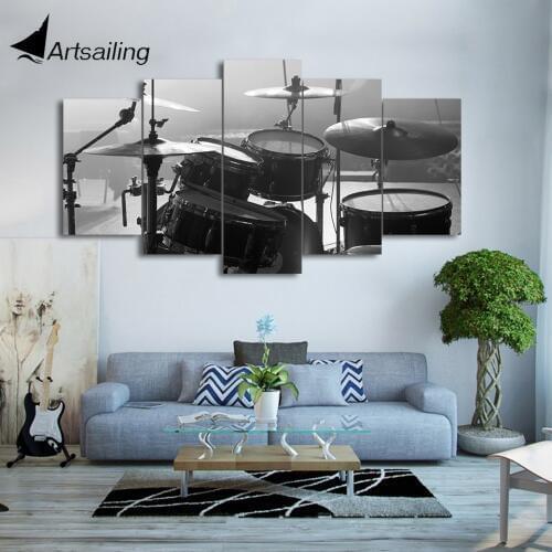 HD Printed 5 Piece Canvas Art Drum Painting Musical Instrument Classical Wall Pictures for Living Room Free Shipping CU-1869C