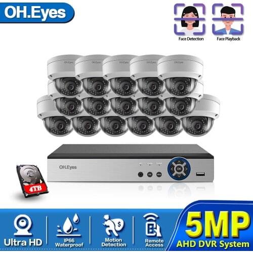 CCTV Camera Security System 16CH DVR NVR Video Surveillance System 5MP AHD Outdoor Weatherproof CCTV Camera System Night Vision