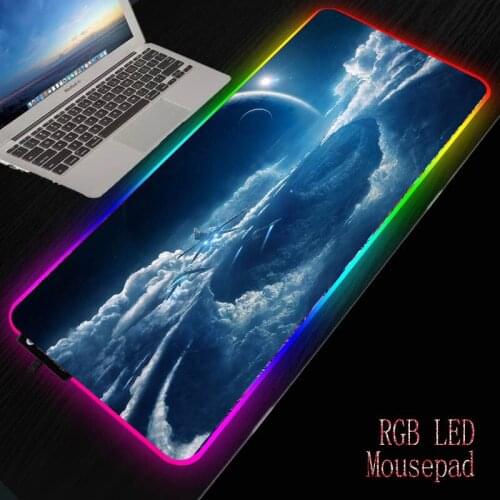 MRGBESTRGB Blue Clouds Gaming RGB Large Illumination Mousepad LED Lighting USB Keyboard Colorful Desk Pad for PC Laptop Desktop