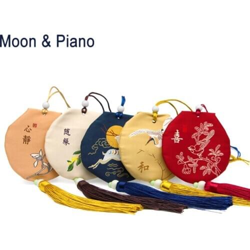 Round Tassel Pendant Sachet Fashion Retro Portable Embroidery Jewelry Bag Girl Female Birthday Graduation Souvenir Gift Sachet